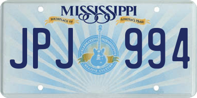MS license plate JPJ994