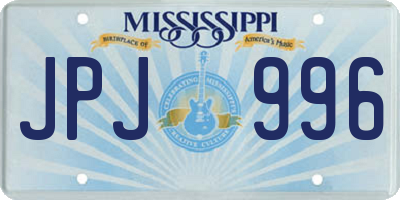 MS license plate JPJ996