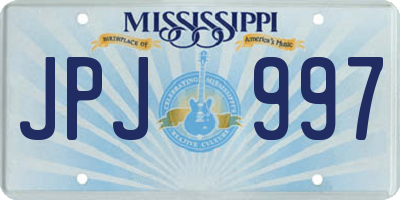 MS license plate JPJ997