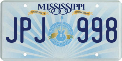 MS license plate JPJ998
