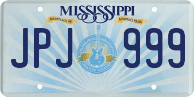 MS license plate JPJ999