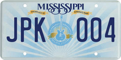MS license plate JPK004