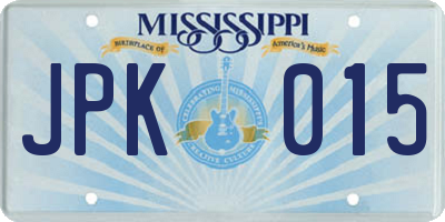 MS license plate JPK015