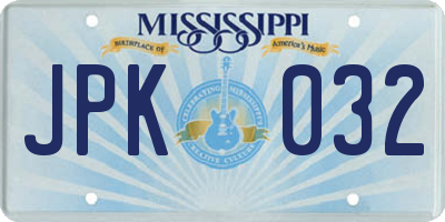 MS license plate JPK032