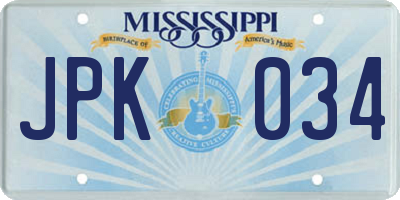 MS license plate JPK034