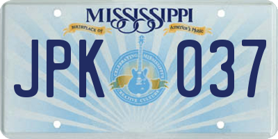 MS license plate JPK037