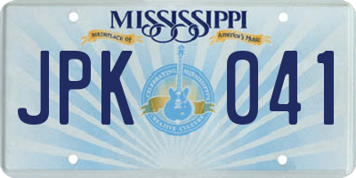 MS license plate JPK041