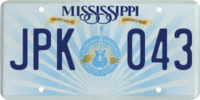 MS license plate JPK043