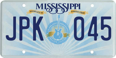 MS license plate JPK045