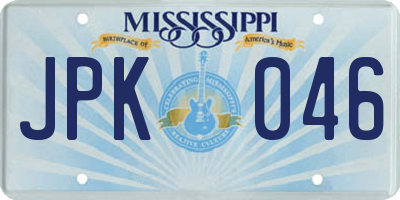 MS license plate JPK046