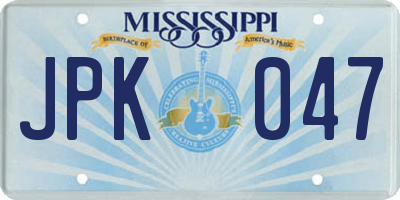 MS license plate JPK047