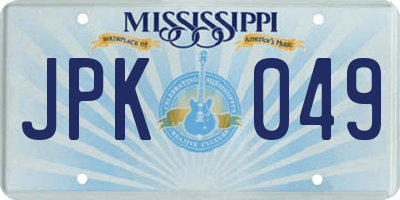 MS license plate JPK049
