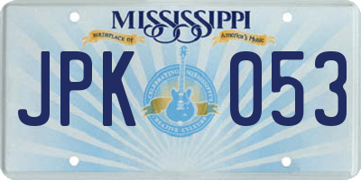 MS license plate JPK053