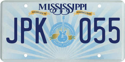 MS license plate JPK055