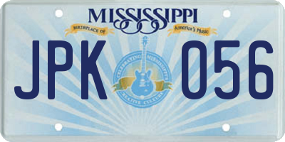 MS license plate JPK056