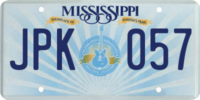 MS license plate JPK057