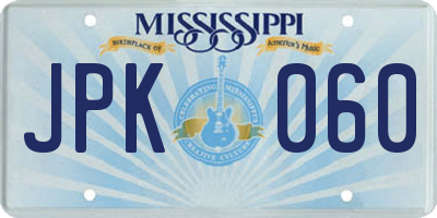 MS license plate JPK060