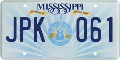 MS license plate JPK061