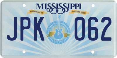 MS license plate JPK062