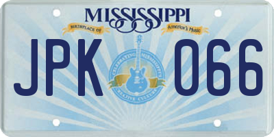 MS license plate JPK066