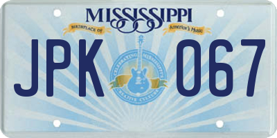 MS license plate JPK067