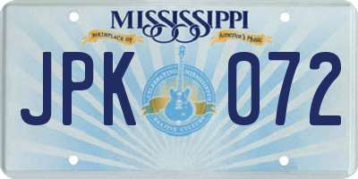 MS license plate JPK072