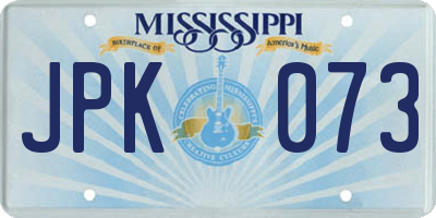 MS license plate JPK073