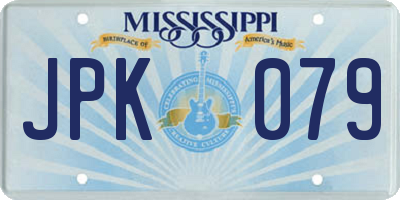 MS license plate JPK079