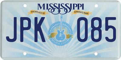 MS license plate JPK085