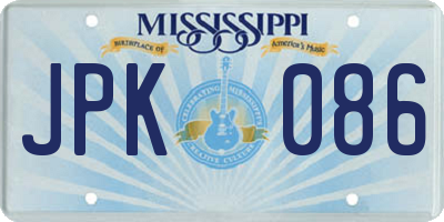 MS license plate JPK086