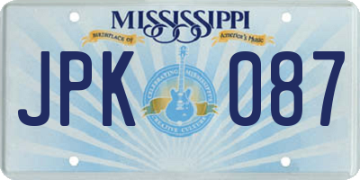 MS license plate JPK087