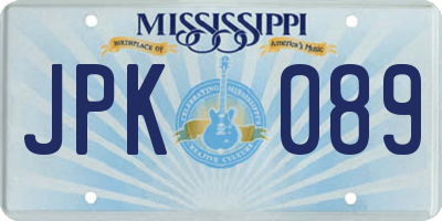 MS license plate JPK089