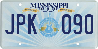 MS license plate JPK090