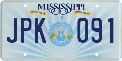 MS license plate JPK091