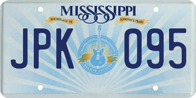 MS license plate JPK095