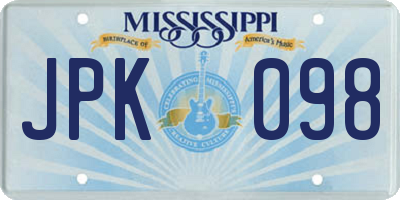 MS license plate JPK098