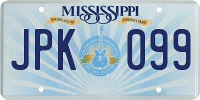 MS license plate JPK099