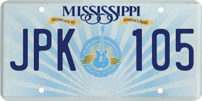 MS license plate JPK105