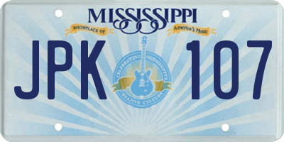 MS license plate JPK107
