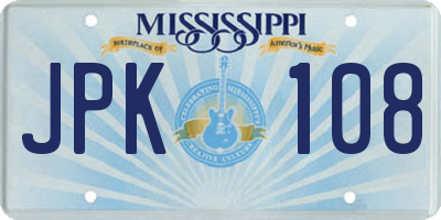 MS license plate JPK108