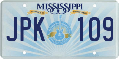 MS license plate JPK109