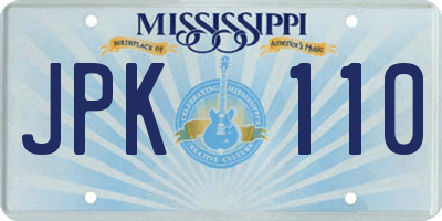 MS license plate JPK110