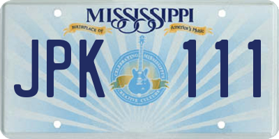 MS license plate JPK111