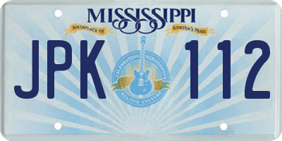 MS license plate JPK112