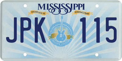 MS license plate JPK115