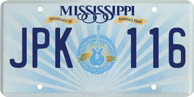 MS license plate JPK116