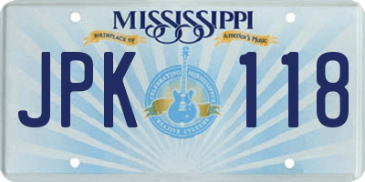 MS license plate JPK118