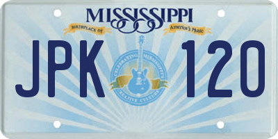 MS license plate JPK120