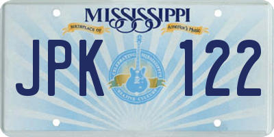 MS license plate JPK122