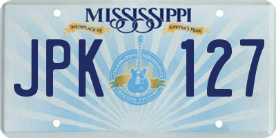 MS license plate JPK127